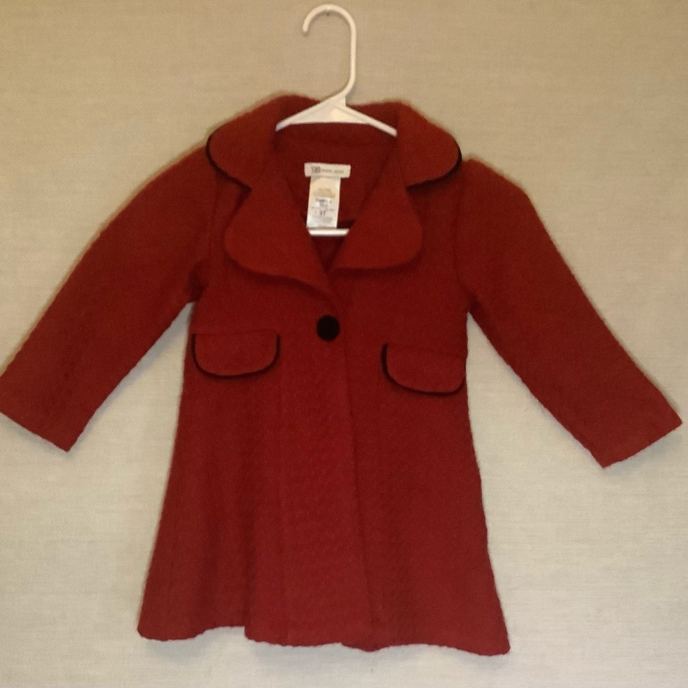 Bonnie Jean girls dress coat Color red with black trim size 3T